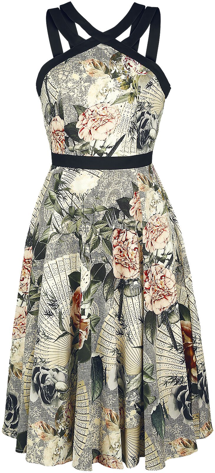 Robe mi-longue Rockabilly de H&R London - Ancient Roses - S à 4XL - pour Femme - multicolore - H&R London