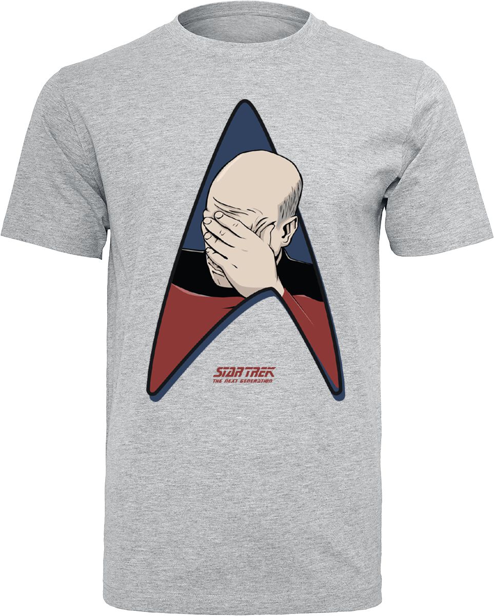 T-Shirt Manches courtes  de Star Trek - Jean-Luc Picard - Facepalm - S à XXL - pour Homme - gris chiné - Star Trek