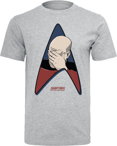T-Shirt Manches courtes  de Star Trek - Jean-Luc Picard - Facepalm - S à XXL - pour Homme - gris chiné - Star Trek