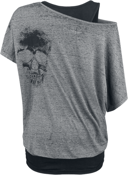 T-Shirt Manches courtes  de Rock Rebel by EMP - When The Heart Rules The Mind - S à L - pour Femme - gris - Rock Rebel by EMP - View 2