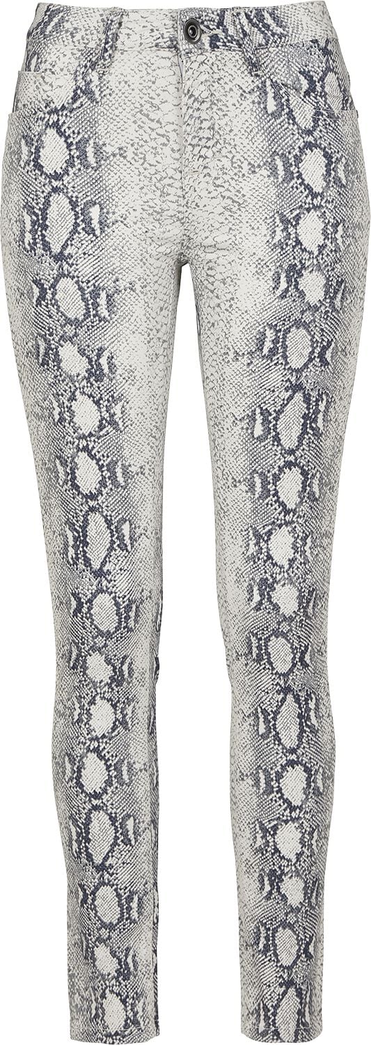 Pantalon en toile  de Urban Classics - Pantalon Skinny Stretch Serpent Femme - XS à XL - pour Femme - blanc cassé/gris - Urban Classics