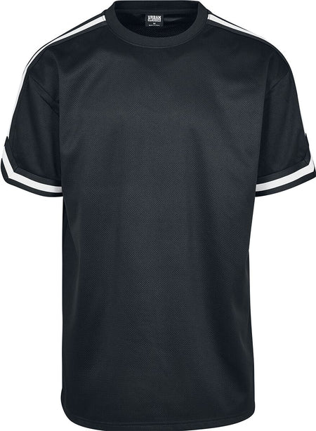 T-Shirt Manches courtes  de Urban Classics - T-Shirt Oversize En Mesh Avec Rayures - S à XXL - pour Homme - noir - Urban Classics