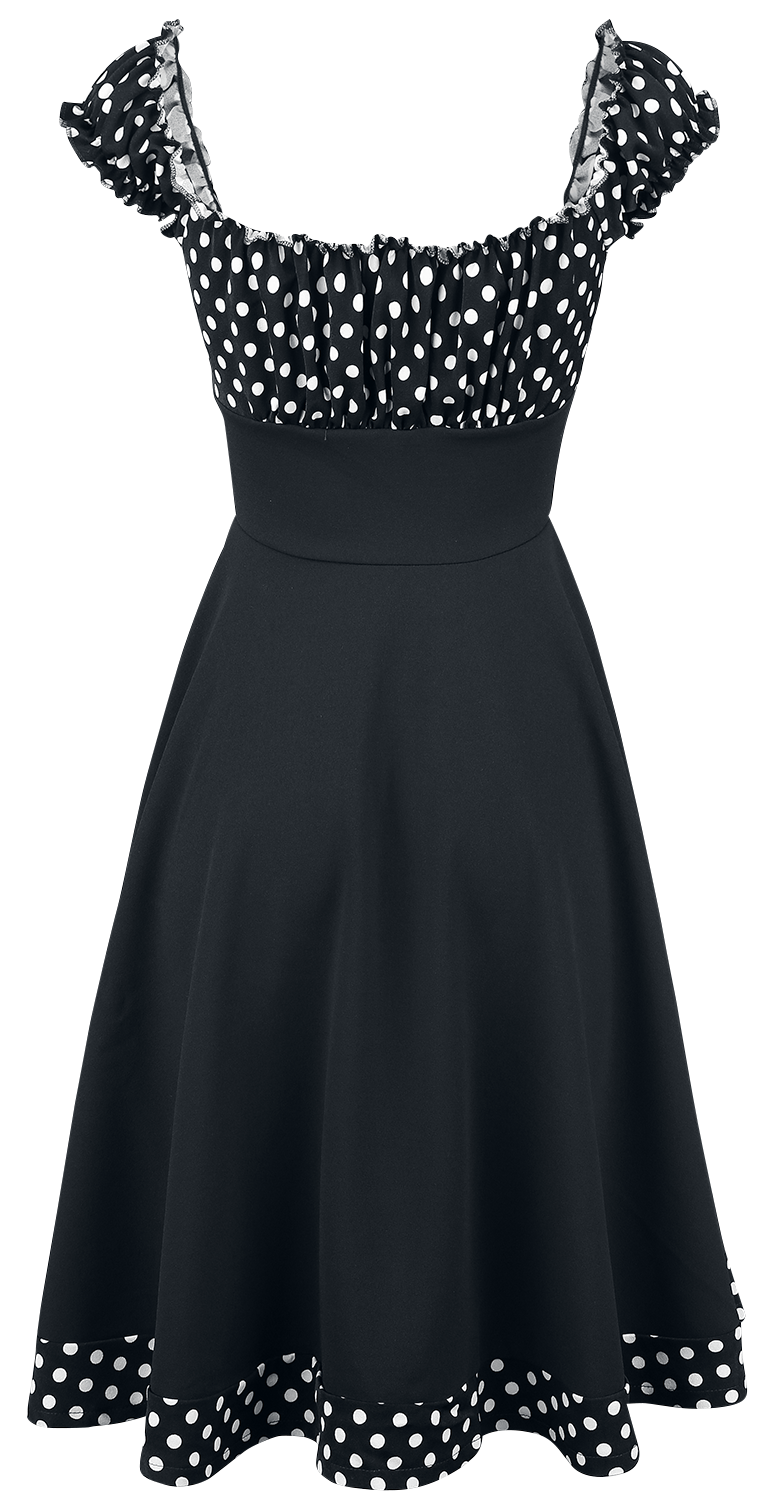 Robe mi-longue Rockabilly de Belsira - Robe Patineuse Avec Épaules Dénudées - XS à 4XL - pour Femme - noir/blanc - Belsira - View 2