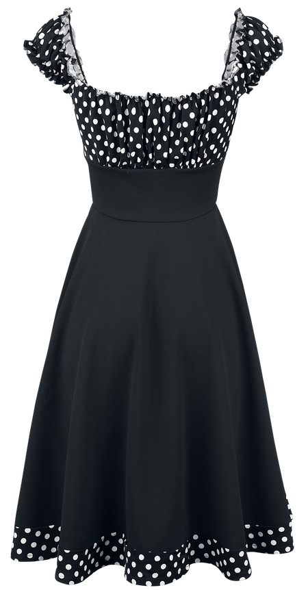 Robe mi-longue Rockabilly de Belsira - Robe Patineuse Avec Épaules Dénudées - XS à 4XL - pour Femme - noir/blanc - Belsira - View 2
