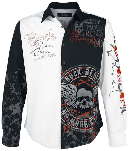 Chemise manches longues  de Rock Rebel by EMP - There Is No Business Like Rock Business - M à XXL - pour Homme - noir/blanc - Rock Rebel by EMP
