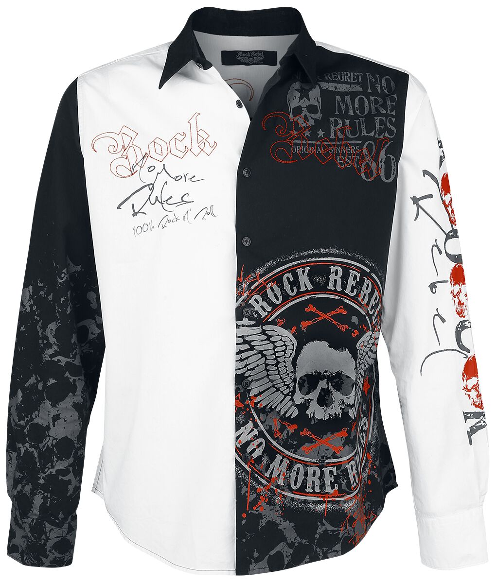 Chemise manches longues  de Rock Rebel by EMP - There Is No Business Like Rock Business - M à XXL - pour Homme - noir/blanc - Rock Rebel by EMP