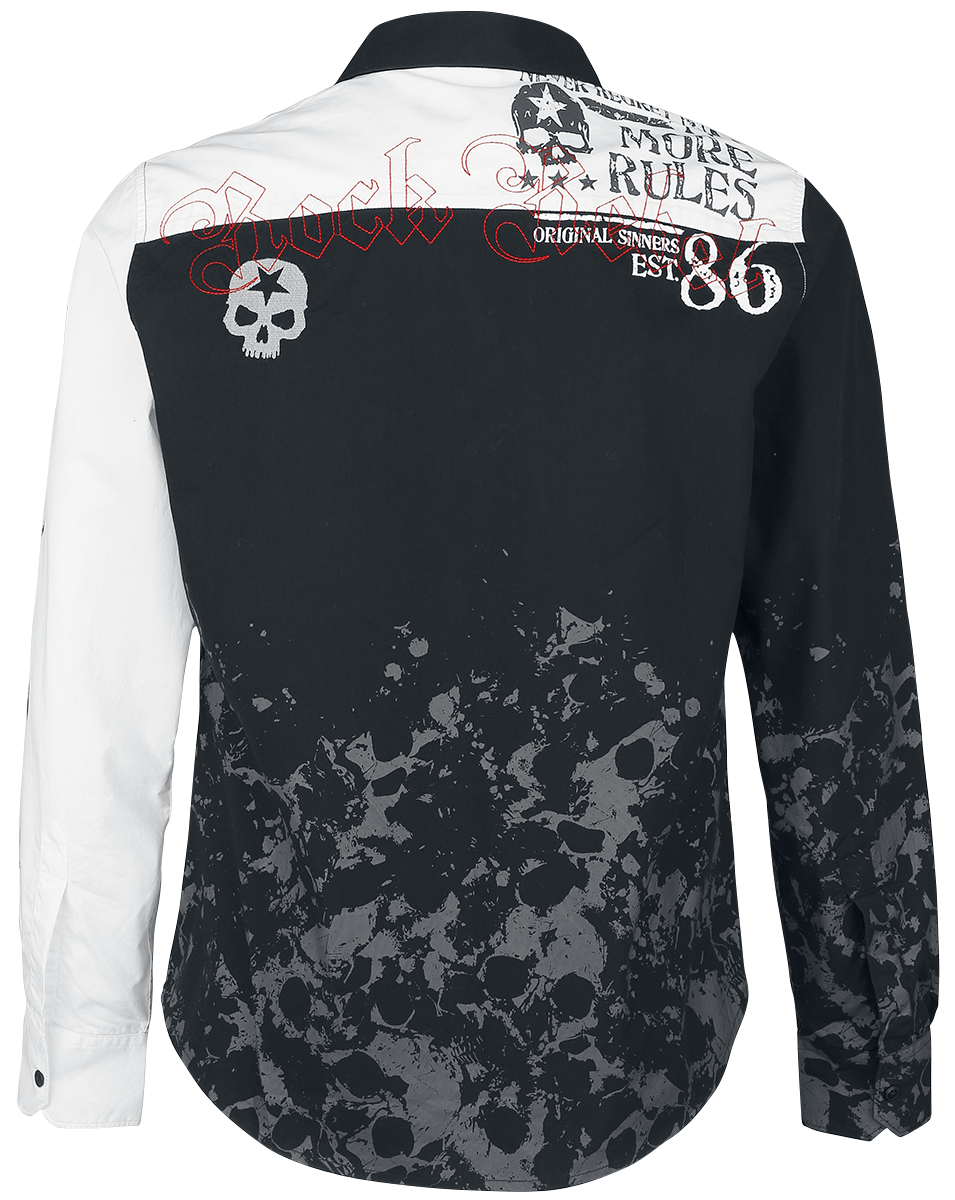 Chemise manches longues  de Rock Rebel by EMP - There Is No Business Like Rock Business - M à XXL - pour Homme - noir/blanc - Rock Rebel by EMP - View 2
