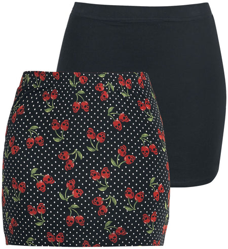 Jupe courte Rockabilly de Rock Rebel by EMP - The Double Life - S à 5XL - pour Femme - noir - Rock Rebel by EMP