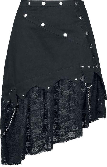 Jupe mi-longue Gothic de Gothicana by EMP - Asymmetric - S à XXL - pour Femme - noir - Gothicana by EMP