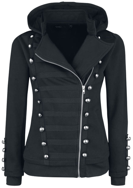Sweat-shirt zippé à capuche Gothic de Gothicana by EMP - Let It Rock - S à XXL - pour Femme - noir - Gothicana by EMP