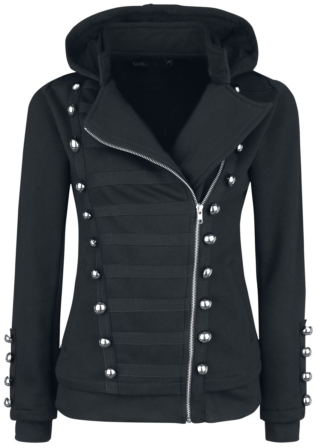 Sweat-shirt zippé à capuche Gothic de Gothicana by EMP - Let It Rock - S à L - pour Femme - noir - Gothicana by EMP