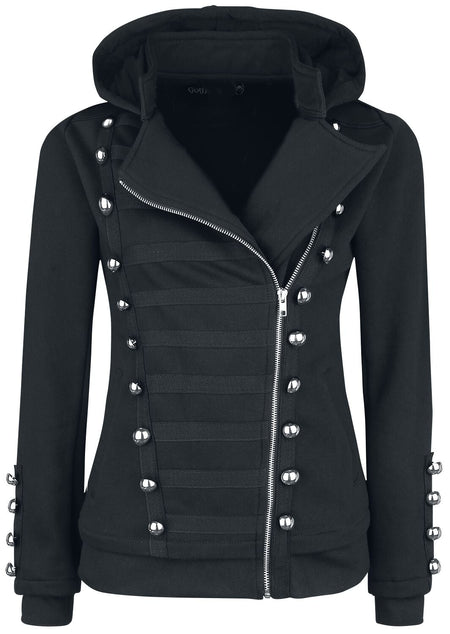 Sweat-shirt zippé à capuche Gothic de Gothicana by EMP - Let It Rock - S à L - pour Femme - noir - Gothicana by EMP