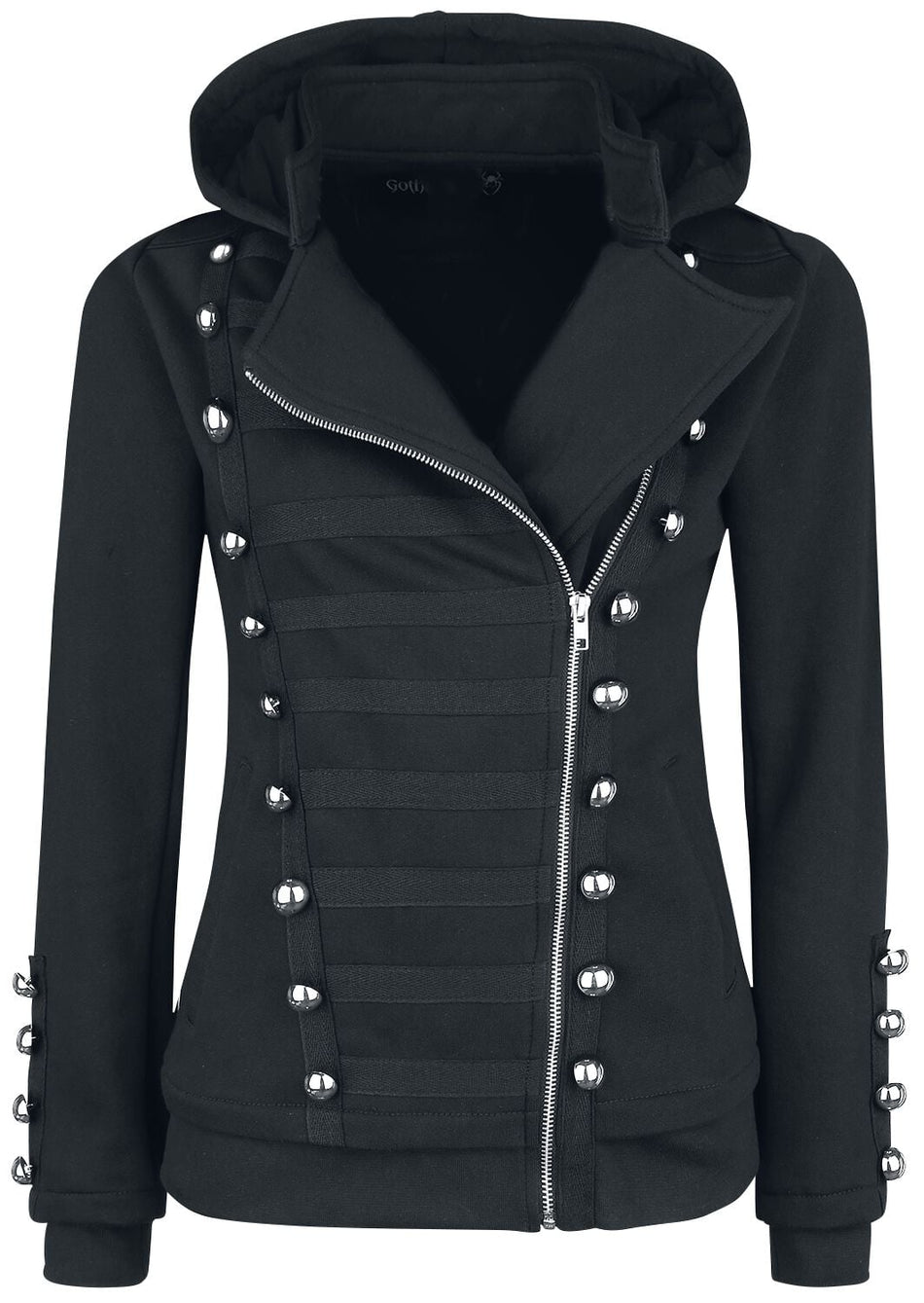 Sweat-shirt zippé à capuche Gothic de Gothicana by EMP - Let It Rock - S à L - pour Femme - noir - Gothicana by EMP
