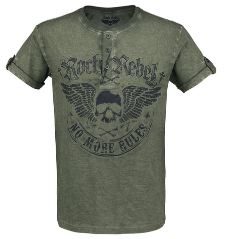T-Shirt Manches courtes  de Rock Rebel by EMP - Back For More - S à 5XL - pour Homme - olive - Rock Rebel by EMP