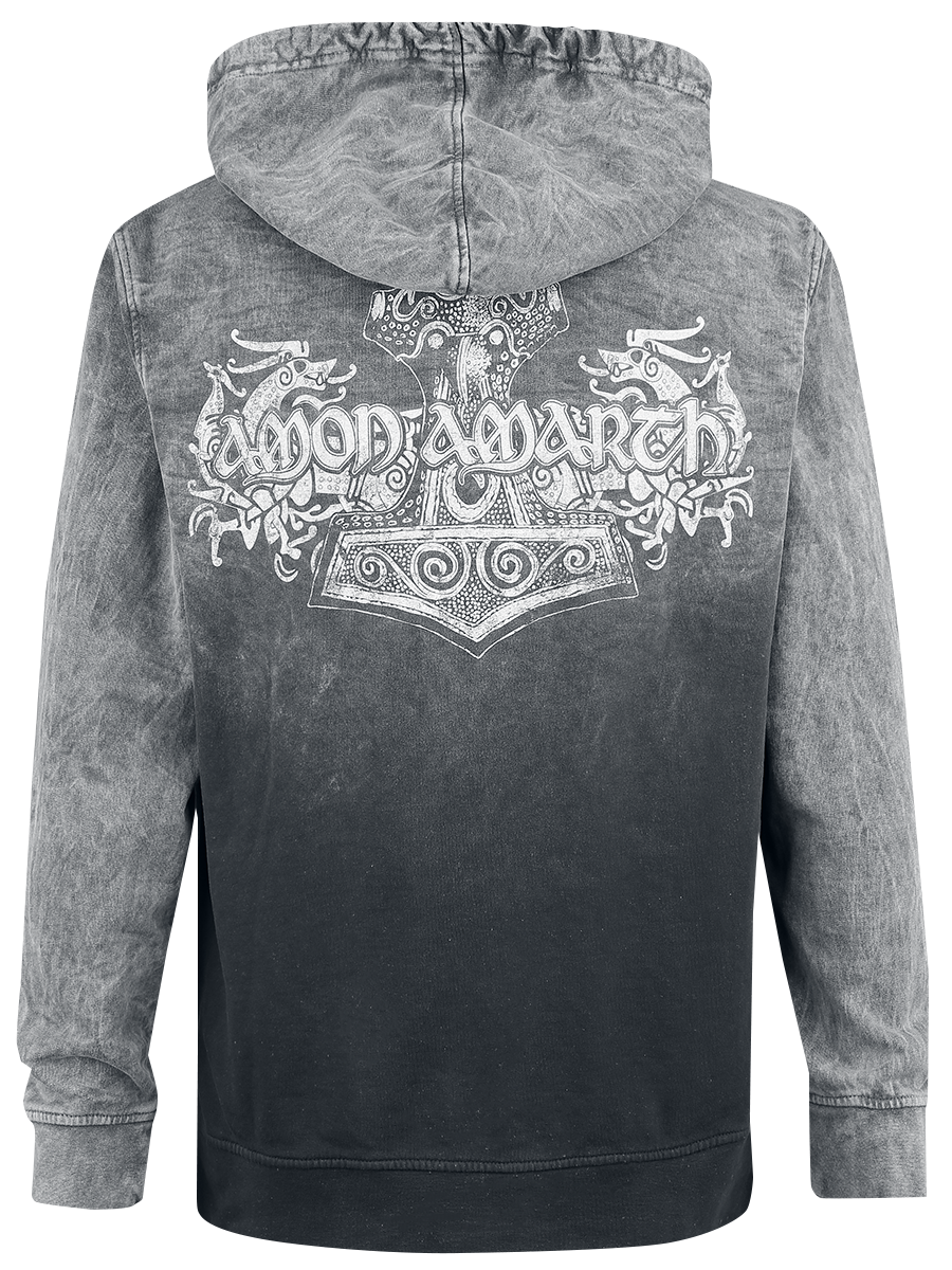 Sweat-shirt à capuche  de Amon Amarth - Chevaux Viking - S à XXL - pour Homme - gris/noir - Amon Amarth - View 2