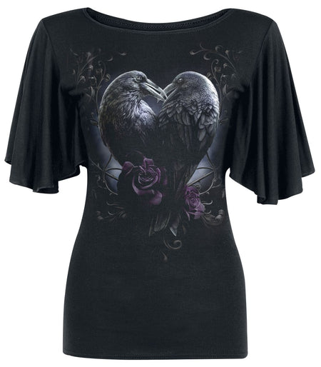 T-Shirt Manches courtes Gothic de Spiral - Raven Heart - S à 4XL - pour Femme - noir - Spiral