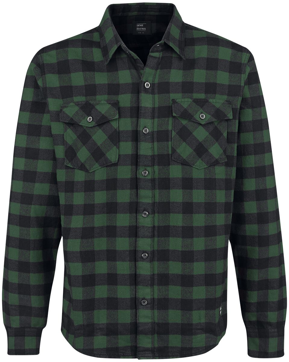 Chemise en flanelle  de Vintage Industries - Chemise Harley - M à 3XL - pour Homme - vert/noir - Vintage Industries
