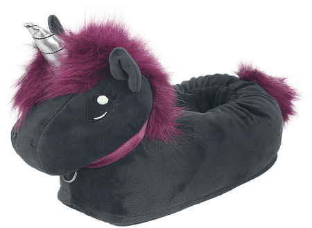 Chaussons Unicorn de Corimori - Chaussons Adulte Ruby La Licorne Punk - one size - pour Femme - noir - Corimori - View 2