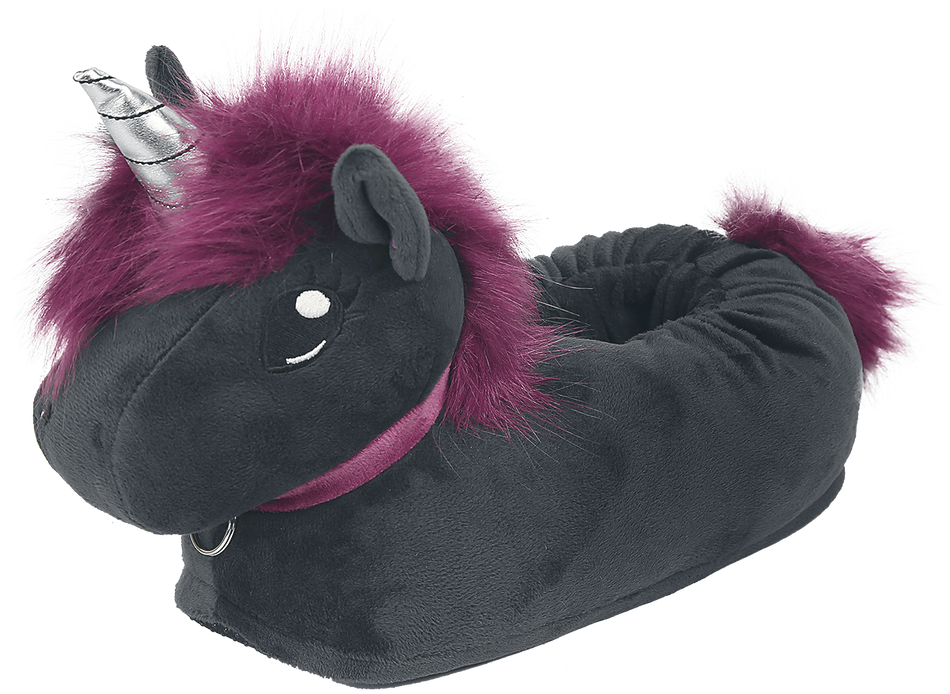 Chaussons Unicorn de Corimori - Chaussons Adulte Ruby La Licorne Punk - one size - pour Femme - noir - Corimori - View 2