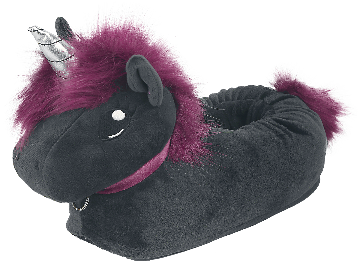 Chaussons Unicorn de Corimori - Chaussons Adulte Ruby La Licorne Punk - one size - pour Femme - noir - Corimori - View 2