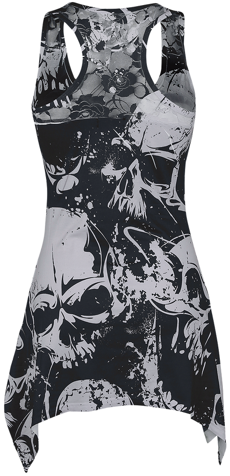 Top Gothic de Heartless - Débardeur Motifs Crânes Et Dentelle - S à XXL - pour Femme - noir/blanc - Heartless - View 2