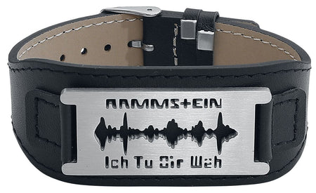 Bracelet en cuir  de Rammstein - Lame de rasoir « Ich Tu Dir Weh » - pour Homme - noir - Rammstein