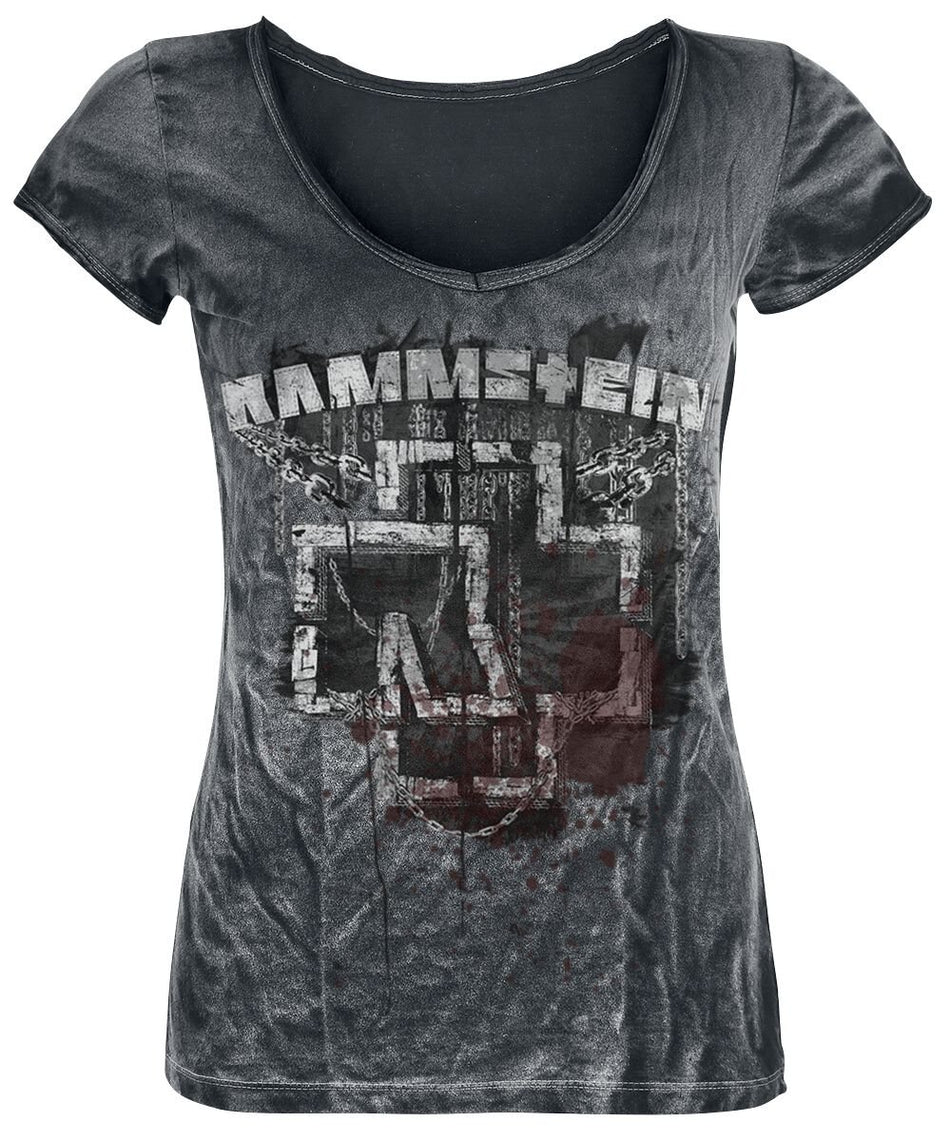 T-Shirt Manches courtes  de Rammstein - Enchaîné - L à 4XL - pour Femme - gris foncé - Rammstein