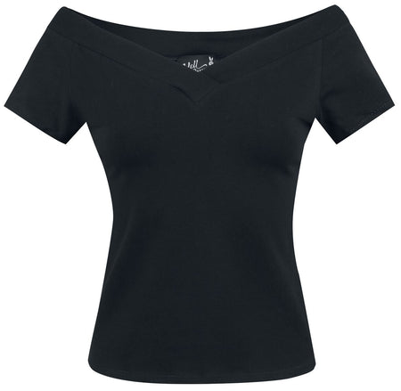 T-Shirt Manches courtes Rockabilly de Hell Bunny - Haut Alex - XS à XL - pour Femme - noir - hell bunny