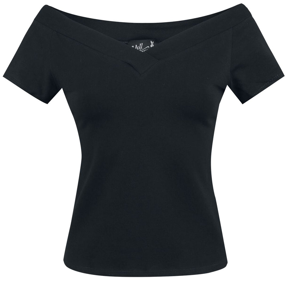 T-Shirt Manches courtes Rockabilly de Hell Bunny - Haut Alex - XS à XL - pour Femme - noir - hell bunny
