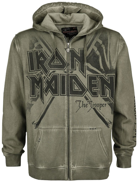 Sweat-shirt zippé à capuche  de Iron Maiden - EMP Signature Collection - S à 5XL - pour Homme - olive - Iron Maiden