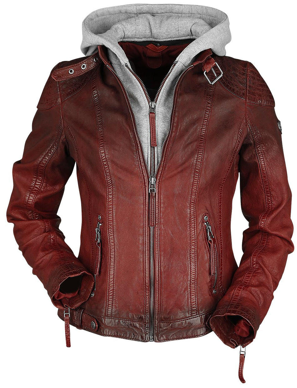 Veste en cuir  de Mauritius - Cascha LAMOV - XS à 5XL - pour Femme - rouge - Mauritius