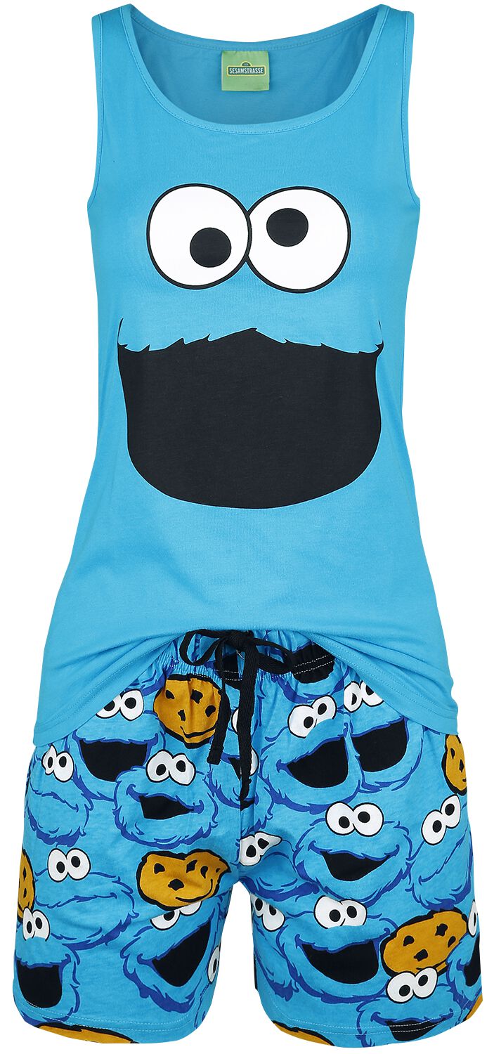Pyjama  de Sesame Street - Cookie Monster - Tête - S à 3XL - pour Femme - bleu - Sesame Street