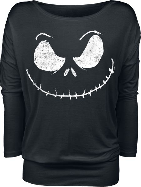 T-shirt manches longues Disney de L'Étrange Noël De Monsieur Jack - Jack Skellington - Tête - XS à 5XL - pour Femme - noir - L'Étrange Noël De Monsieur Jack - View 2
