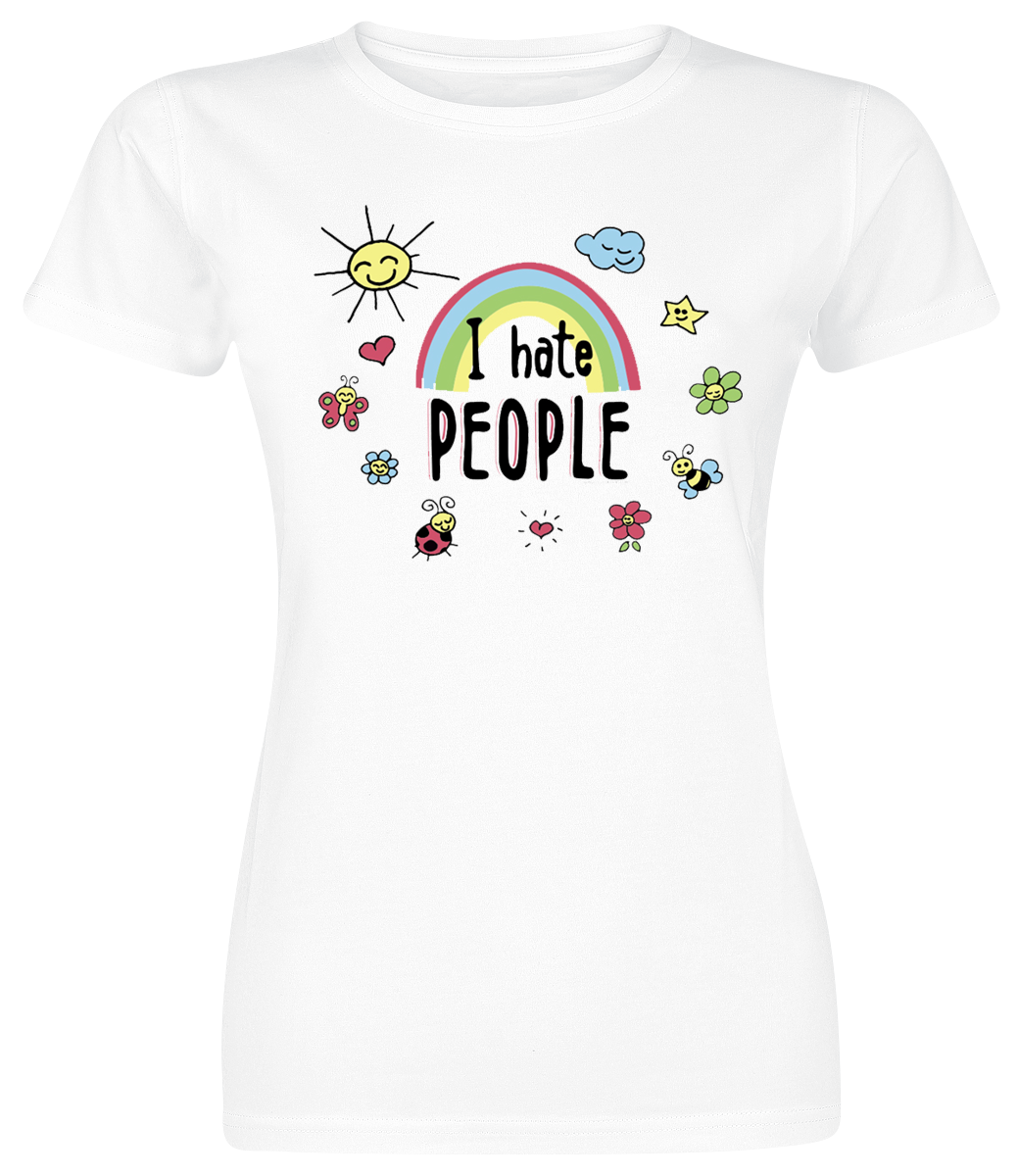 T-Shirt Manches courtes Fun de Slogans - Coffret Cadeau - I Hate People - S à 3XL - pour Femme - blanc - Slogans - View 2