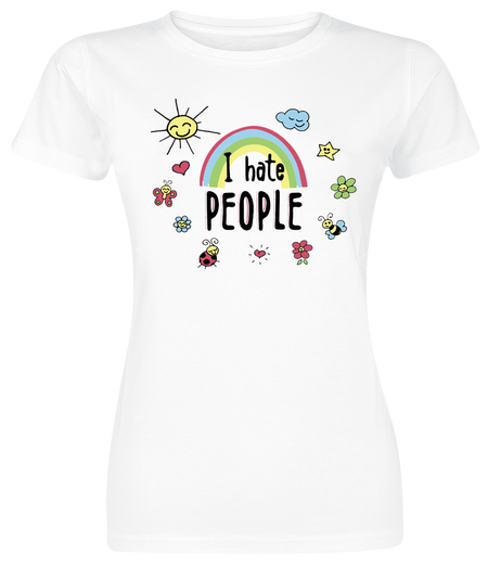 T-Shirt Manches courtes Fun de Slogans - Coffret Cadeau - I Hate People - S à 3XL - pour Femme - blanc - Slogans - View 2
