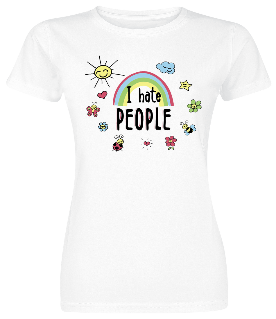 T-Shirt Manches courtes Fun de Slogans - Coffret Cadeau - I Hate People - S à 3XL - pour Femme - blanc - Slogans - View 2