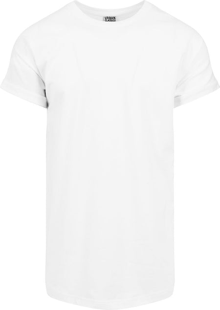 T-Shirt Manches courtes  de Urban Classics - T-Shirt Long Manches Retroussées - M à L - pour Homme - blanc - Urban Classics