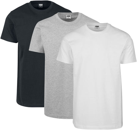 T-Shirt Manches courtes  de Urban Classics - Lot de 3 T-shirts Basiques - S à 5XL - pour Homme - noir/gris/blanc - Urban Classics
