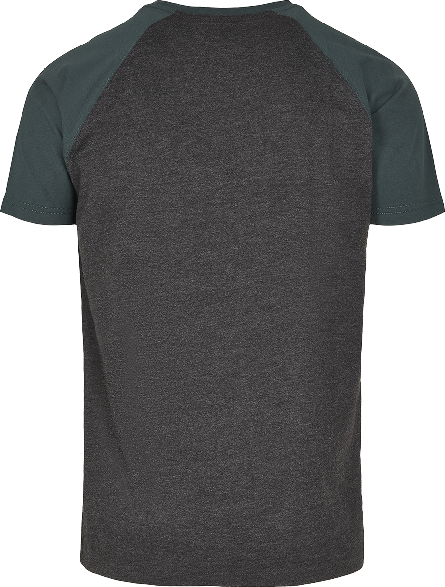 T-Shirt Manches courtes  de Urban Classics - T-Shirt Raglan Contrast - S à XXL - pour Homme - anthracite/vert - Urban Classics - View 2