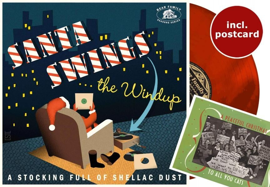 SANTA SWINGS/THE WINDUP/VINYLE ROUGE/A STOCKING FULL OF SHELLAC DUST/INCLUS CARTE POSTALE - Front Cover