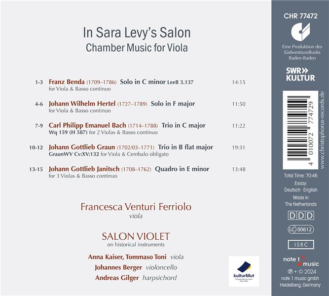 In Sarah Levy's Salon - Chamber Music for Viola - Front Cover