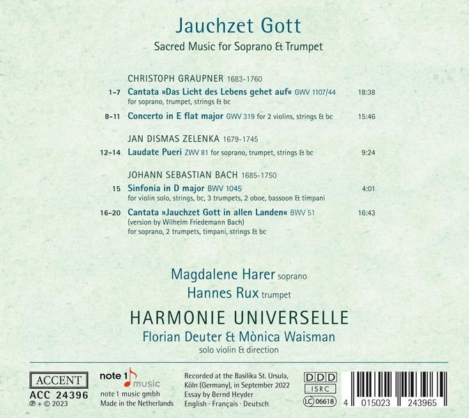 Jauchzet Gott - Musique sacrée pour soprano et trompette - Front Cover