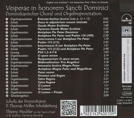Vesperae In Honorem Sancti Dominici - Front Cover
