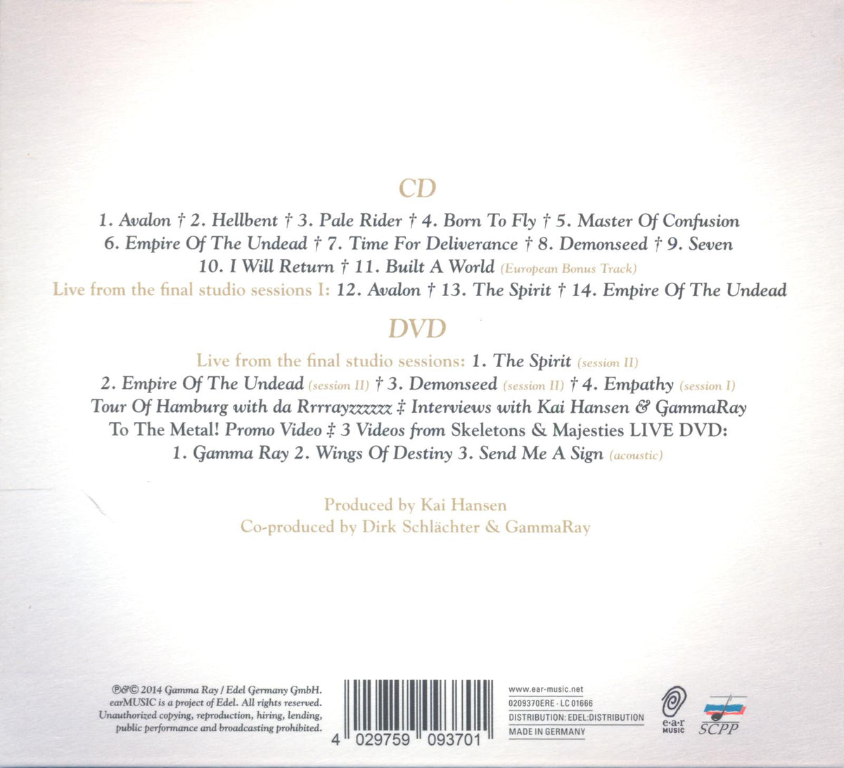 EMPIRE OF THE UNDEAD - Back Cover