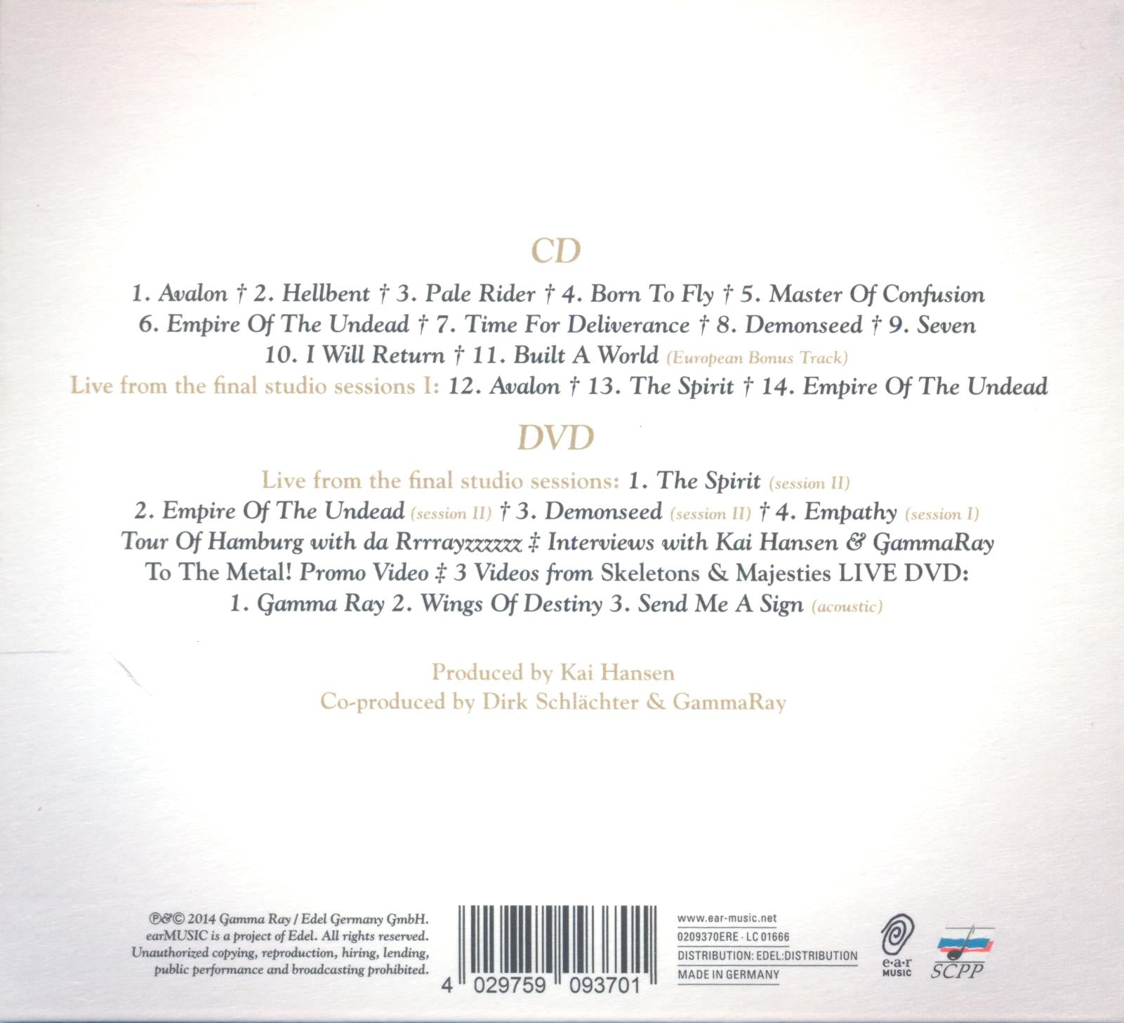 EMPIRE OF THE UNDEAD - Back Cover