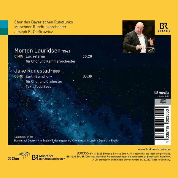 Lauridsen : Lux Aeterna / Runestad : Earth Symphony - Front Cover