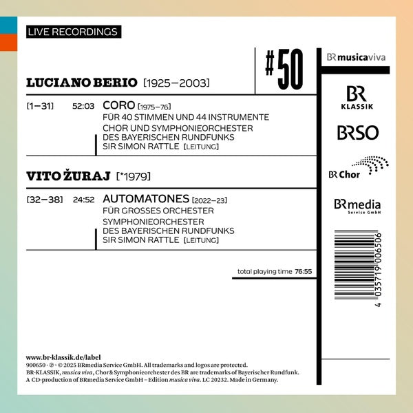 Berio : Coro - Žuraj : Automatones - Front Cover
