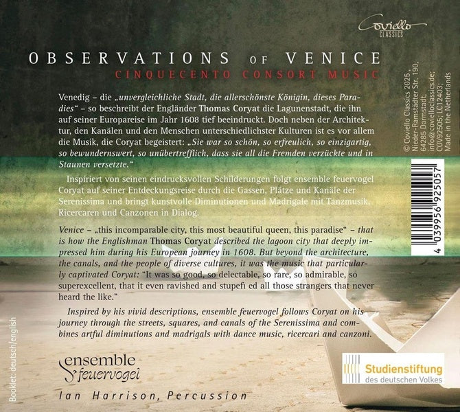 Observations Of Venice / Musique de Consort du Cinquecento - Front Cover