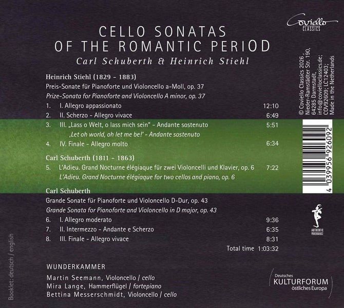 Stiehl - Schuberth : Sonates pour violoncelle de la période romantique - Front Cover