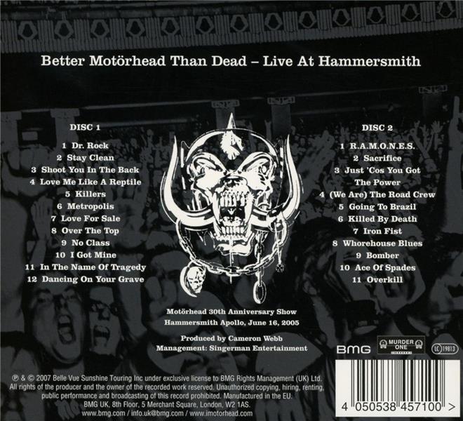 Better motörhead than dead : live at Hammersmith - Front Cover